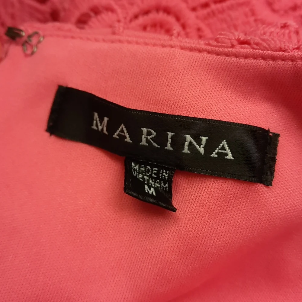 NWT, Marina Hot Pink Lace Halter Dress - Picture 11 of 12